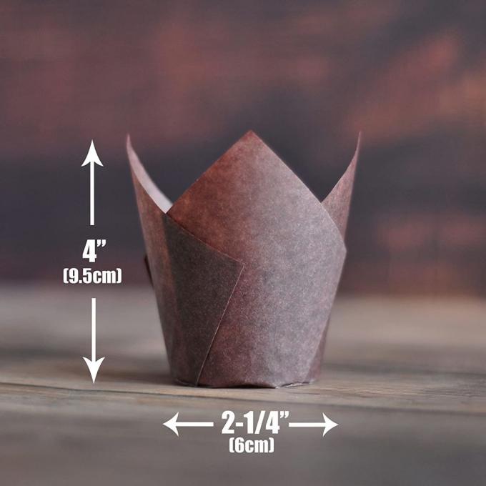 Forro de cozimento de papel à prova de graxa Tulip Baking Cup do queque do queque de Brown do grande tamanho de Rk Bakeware China