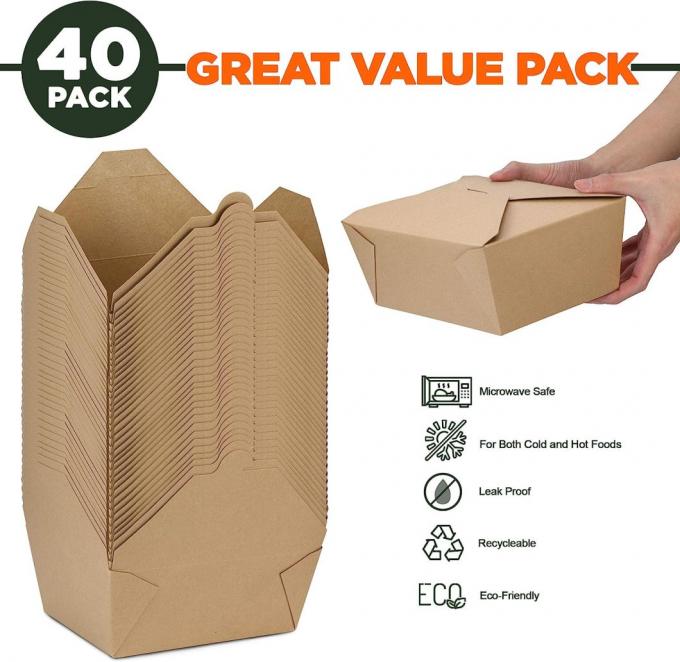 O papel dobrado Microwavable dobrado Microwavable de Kraft da caixa do alimento da refeição do almoço de Rk Bakeware China remove o recipiente