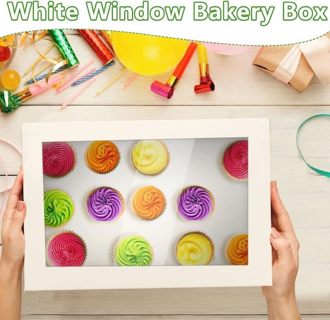 Rk Bakeware China Paperboard Window Bakery Box Rectangle Cake Box Cardboard Treat Box with Window Bakery Take out Containers
