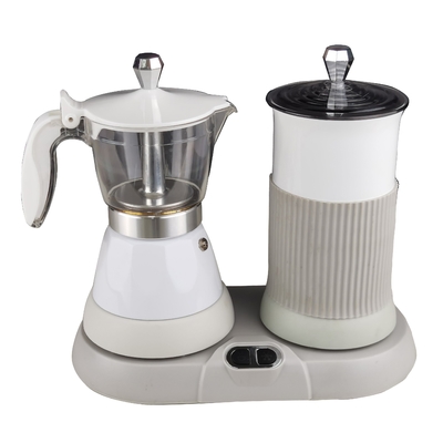 Fogão automático 2 em 1 Espresso Cappucinno com batedor de leite conjunto para presente cafeteira elétrica e batedor de leite