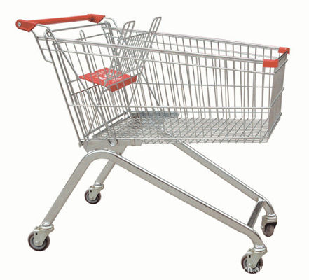 Carro do trole da compra do supermercado do revestimento do pó, 4 carrinhos de compras do metal da roda