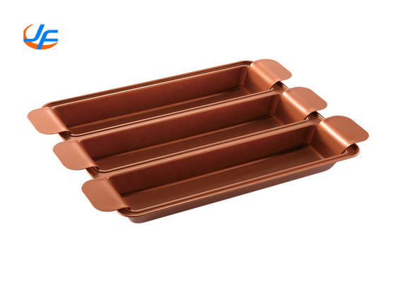 RK Bakeware China Foodservice NSF Telfon Coat Alumínio Formas de pão Pullman Forma de três xícaras Forma de cobre Trisagna