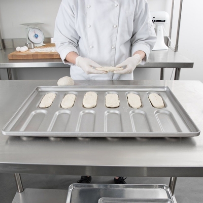 RK Bakeware China Foodservice NSF 0215 Aço Aluminizado Esmaltado Extremidade Arredondada Assadeira para Pão de Hambúrguer