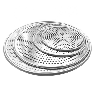 Fabricante de bandeja de alumínio de 8 polegadas bandeja de alumínio furos circulares forno de metal bandeja de pizza molde de pizza perfurado