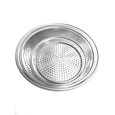 Fabricante de bandeja de alumínio de 8 polegadas bandeja de alumínio furos circulares forno de metal bandeja de pizza molde de pizza perfurado