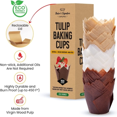 Forros de Tulip Baking Paper Cup Cupcake do forro do queque 7,7 x 3,5 x 3,3 polegadas