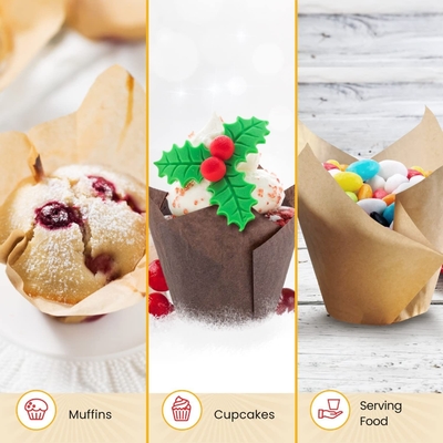 Forros de Tulip Baking Paper Cup Cupcake do forro do queque 7,7 x 3,5 x 3,3 polegadas